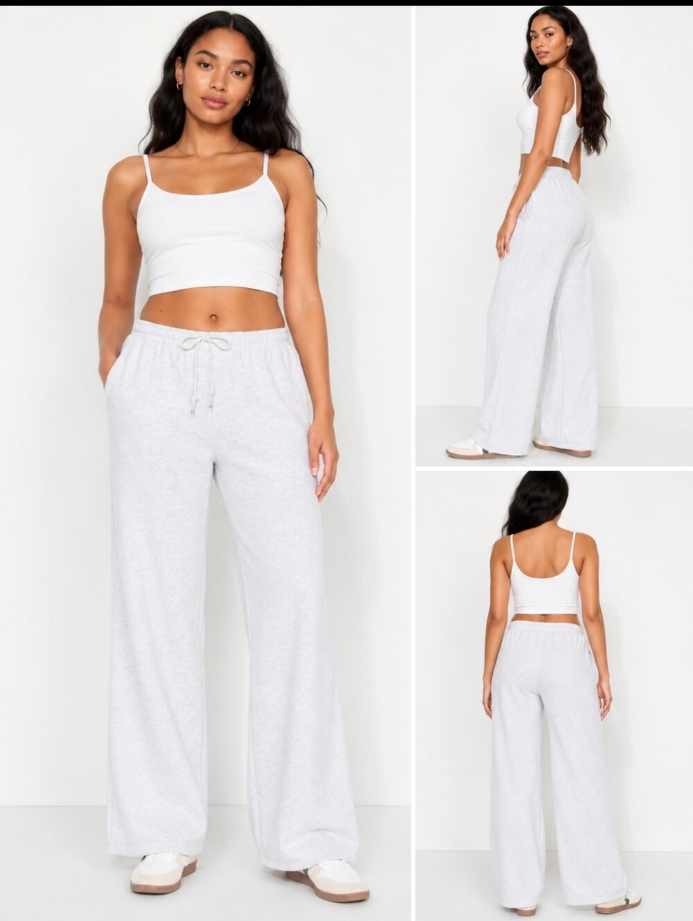 Wild Fable Women's High-Rise Wide Leg Track Sweatpant Gray Heather